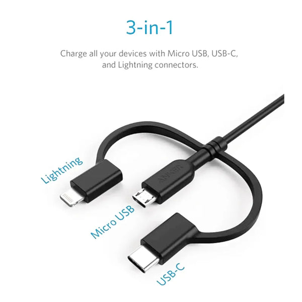 ANKER POWERLINE II 3-IN-1 CABLE - 0.9M