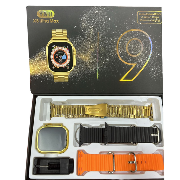 3IN1 GOLDEN SMART WATCH - X8 ULTRA MAX