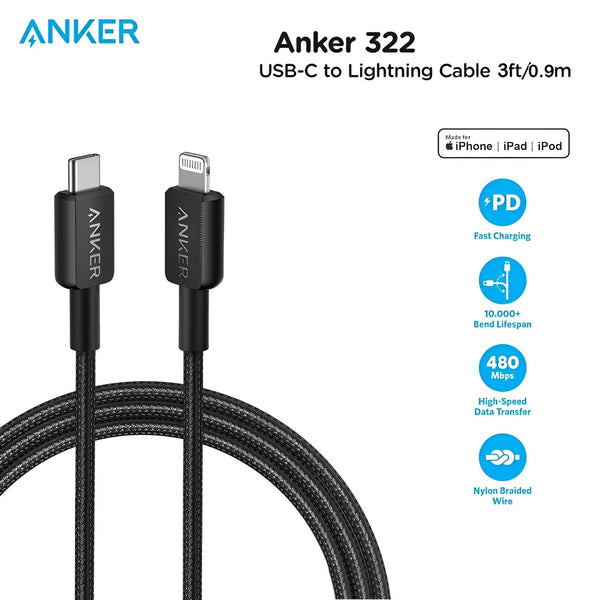 ANKER 322 USB-C TO LIGHTNING CABLE - 0.9M