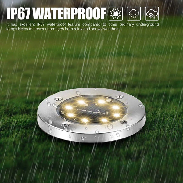 Solar Ground LED Light - 4 Pcs Pack